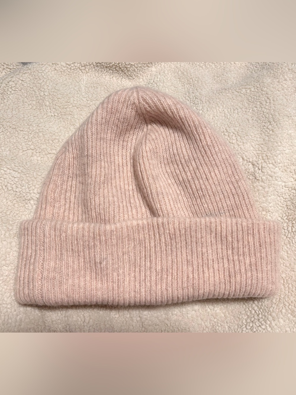 Soft Knit Beanie 100% Wool Light Pink Hat